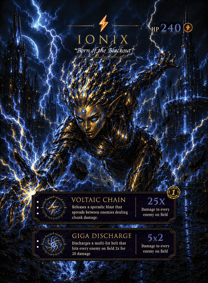 UNIQUE TCG CARD — Ionix launch box contents
