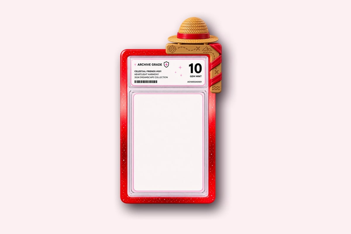 The Hat on a graded card slab in a slab guard